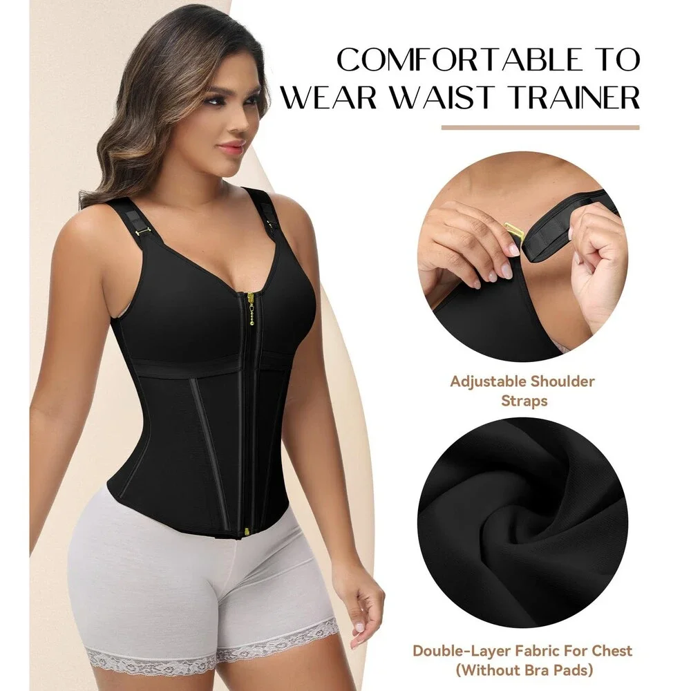 SHAPSHE Women's Black Waist Trainer Corset Tummy Control Sport Workout Body M